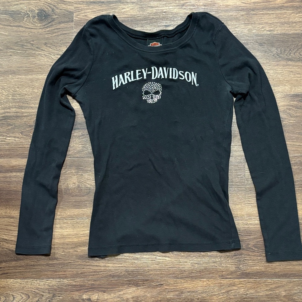 Harley-Davidson Women's Black Skull Long Sleeve Tee